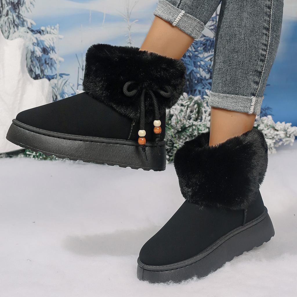 Fashion Women Snow Boots 2025 New Warm Thickened Plush Boots Thick Sole Casual Comfortable Anti-slip Women Shoes Winter Mid-calf Boots