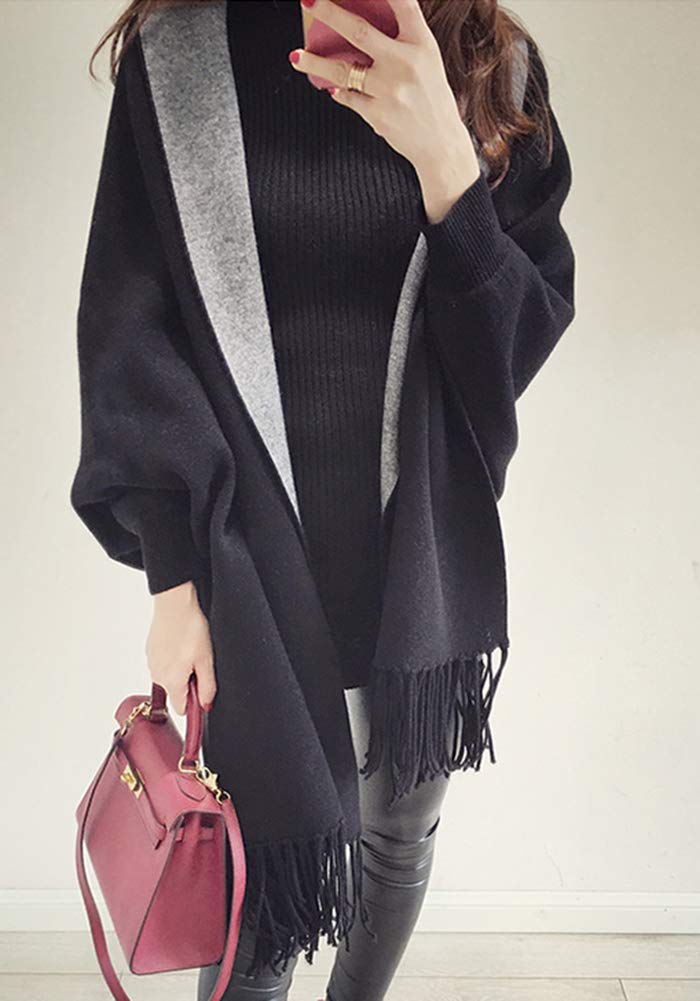 JudyRose Cardigan with Stylish and Cute for Fall and Winter Women's Sleeves, Shawl, Outerwear, Coat, (Black)