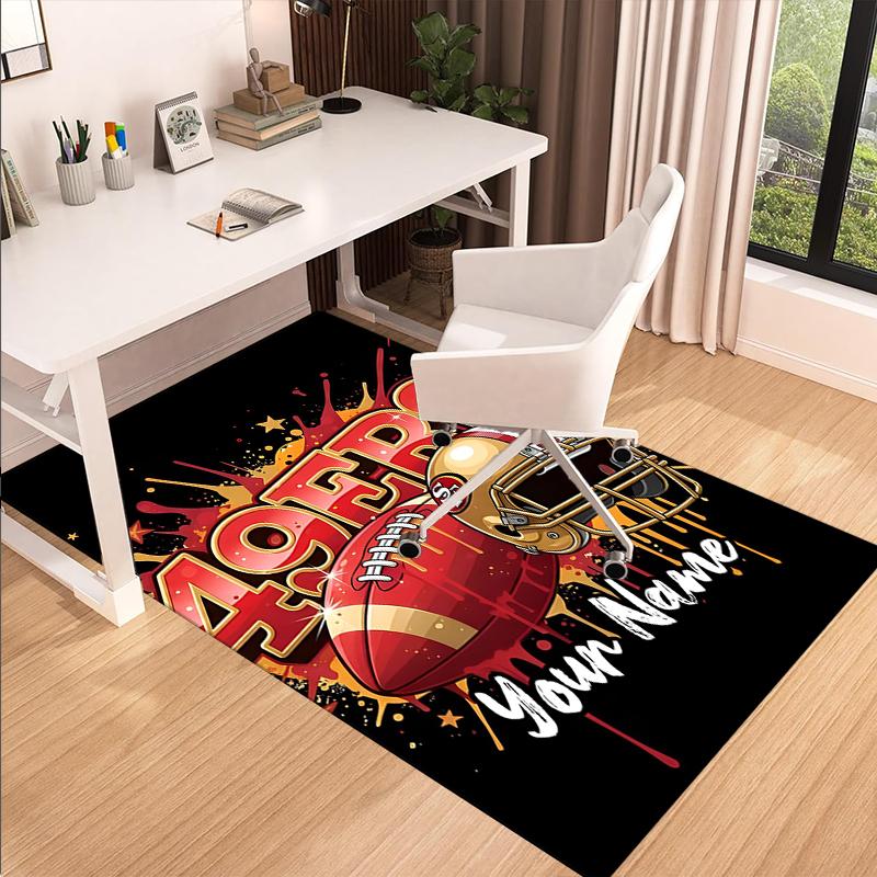 Custom Name San Francisco 49ers Printed Carpet, for Office Chair Living Room Bedroom Kitchen Room Decor Gifts.