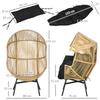 Rattan-Sessel, Stuhl für den Außenbereich, Gartenstuhl. PE-Rattan. 89 cm x 75 cm x 143 cm. Natürlich + Schwarz