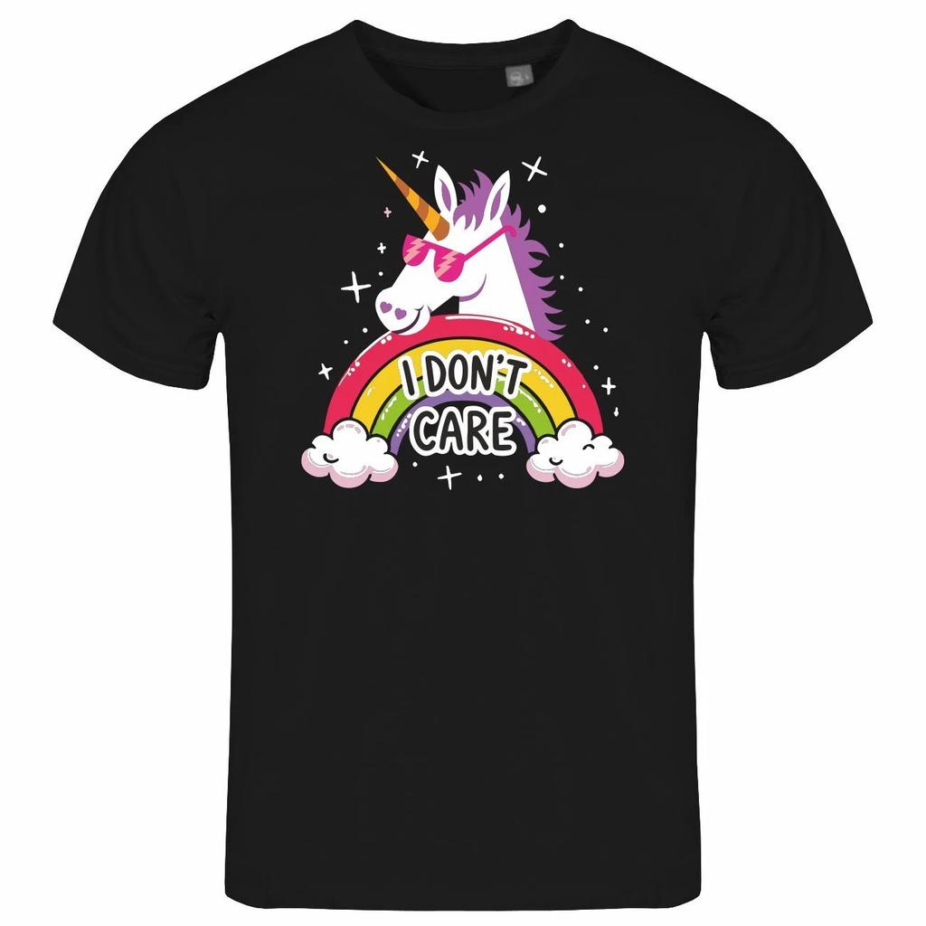 Mens Unicorn I Dont Care T Shirt S to XXL Unicorn Rainbow Work School