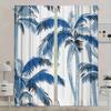 2Pcs Tropical Palm Curta No Rod Blue White Coastal Blackout For Living Room Bedroom Hotel Restaurant Decor