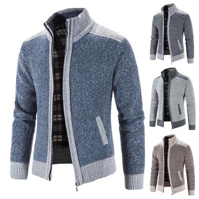 Zipper Closure Men Cardigan with Pocket Polyester Precisely Detail Men Sweater for Dating Wear