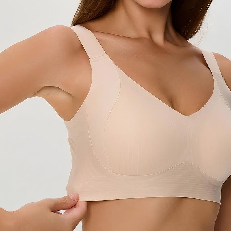 Women's Seamless Wireless Bra Comfortable Thin Design Full Coverage Underwear Anti-Sagging Lift Ribbed Bra Smooth Silhouette High Support Bras
