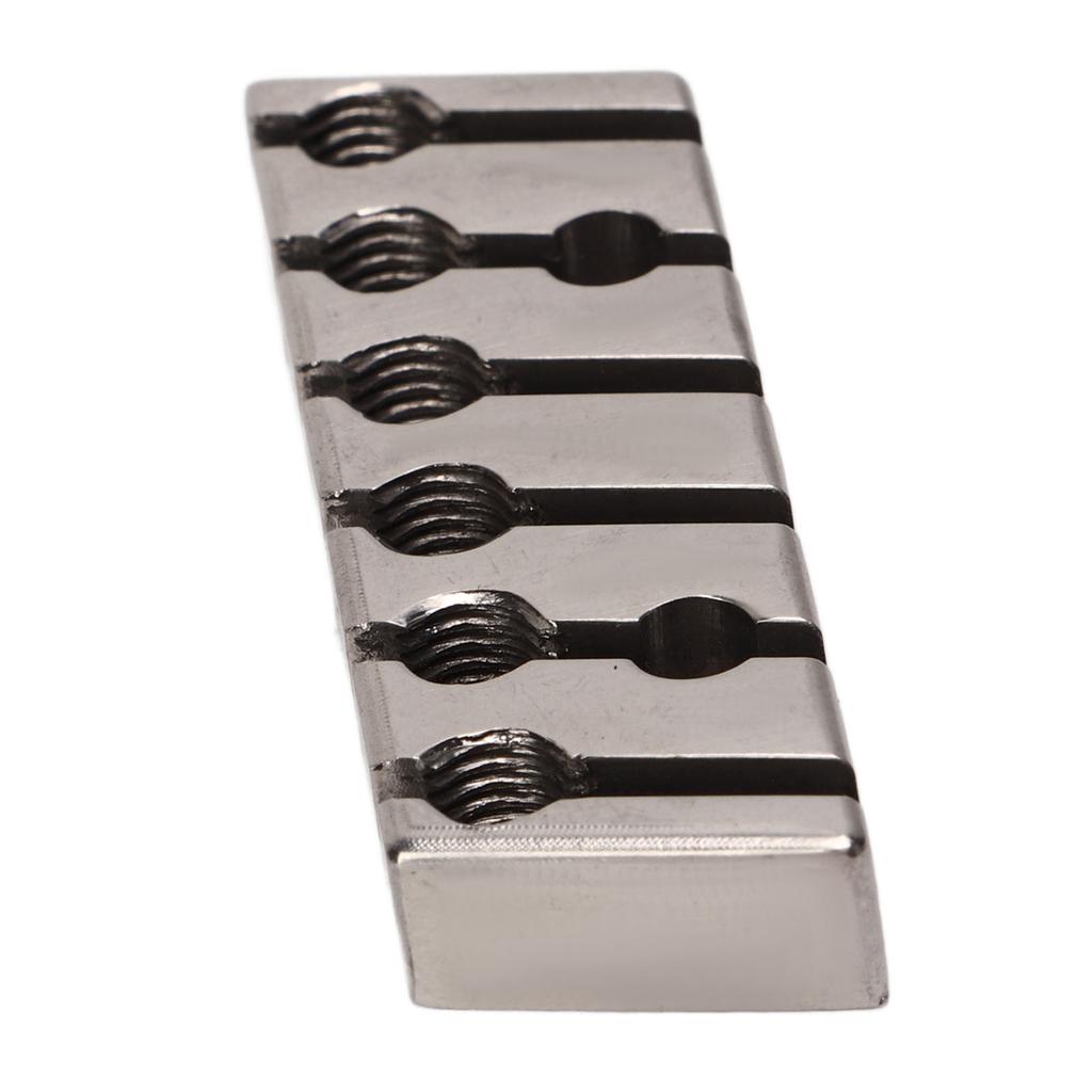 String Locking Nut 42mm Professional Silver Metal 6 String Locking Nut for Headless Electric Guitar