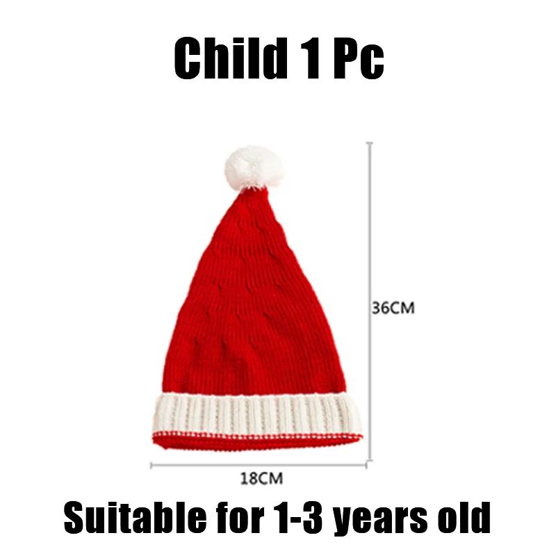 

Christmas hat fall and winter knitted warm wool hat new parent-child models knitted warm wool Christmas hat baby mom knitted hat As Show
