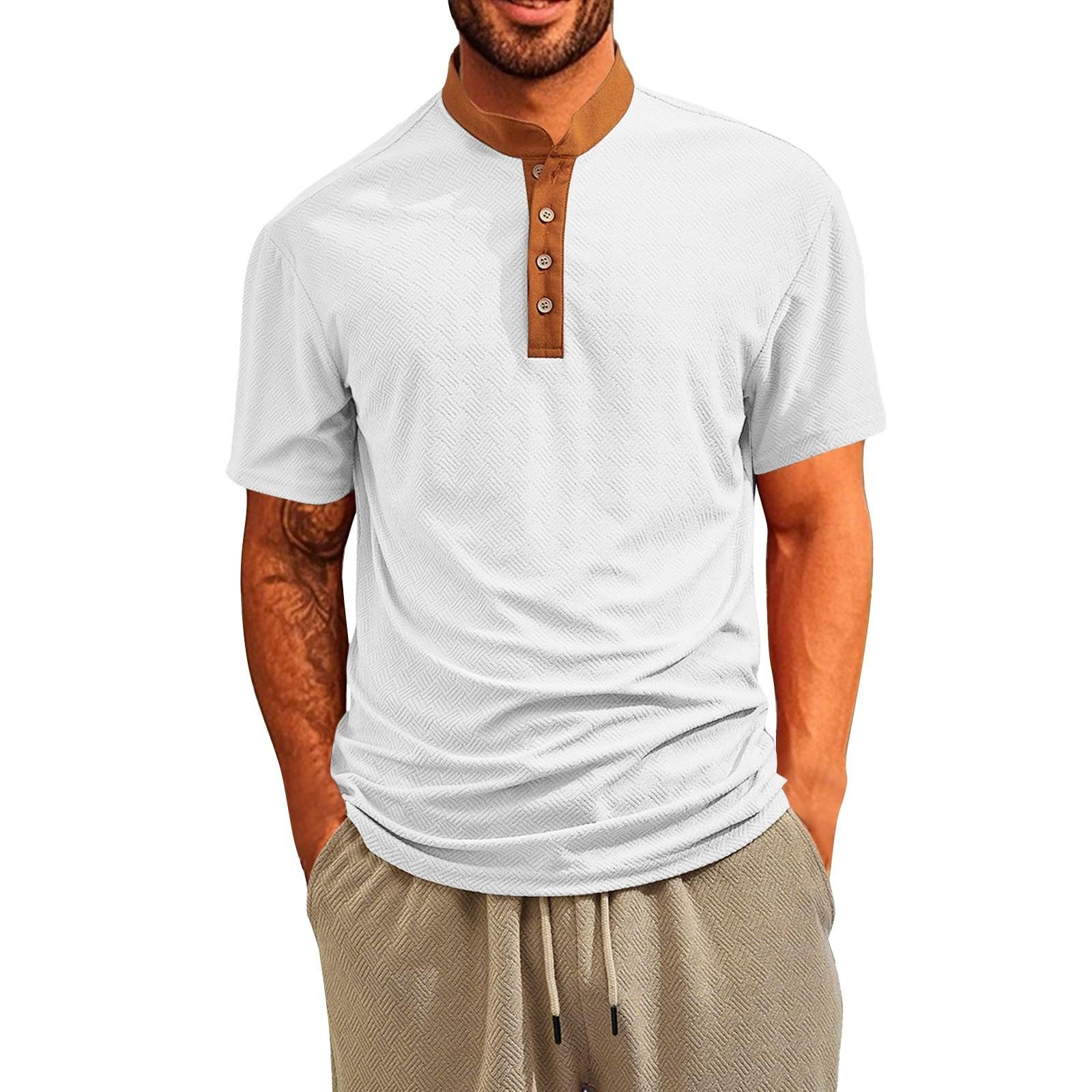 

Мужская летняя рубашка свободного покроя с коротким рукавом из дышащего материала с пуговицами для полотенец XL белый