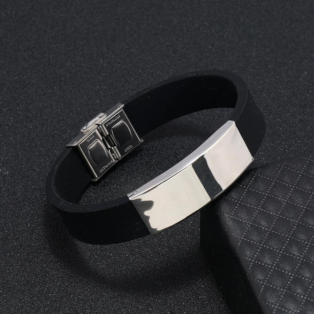 Men's Minimalist Titanium Steel Bracelet with Engraved Plain Surface - European & American Style
