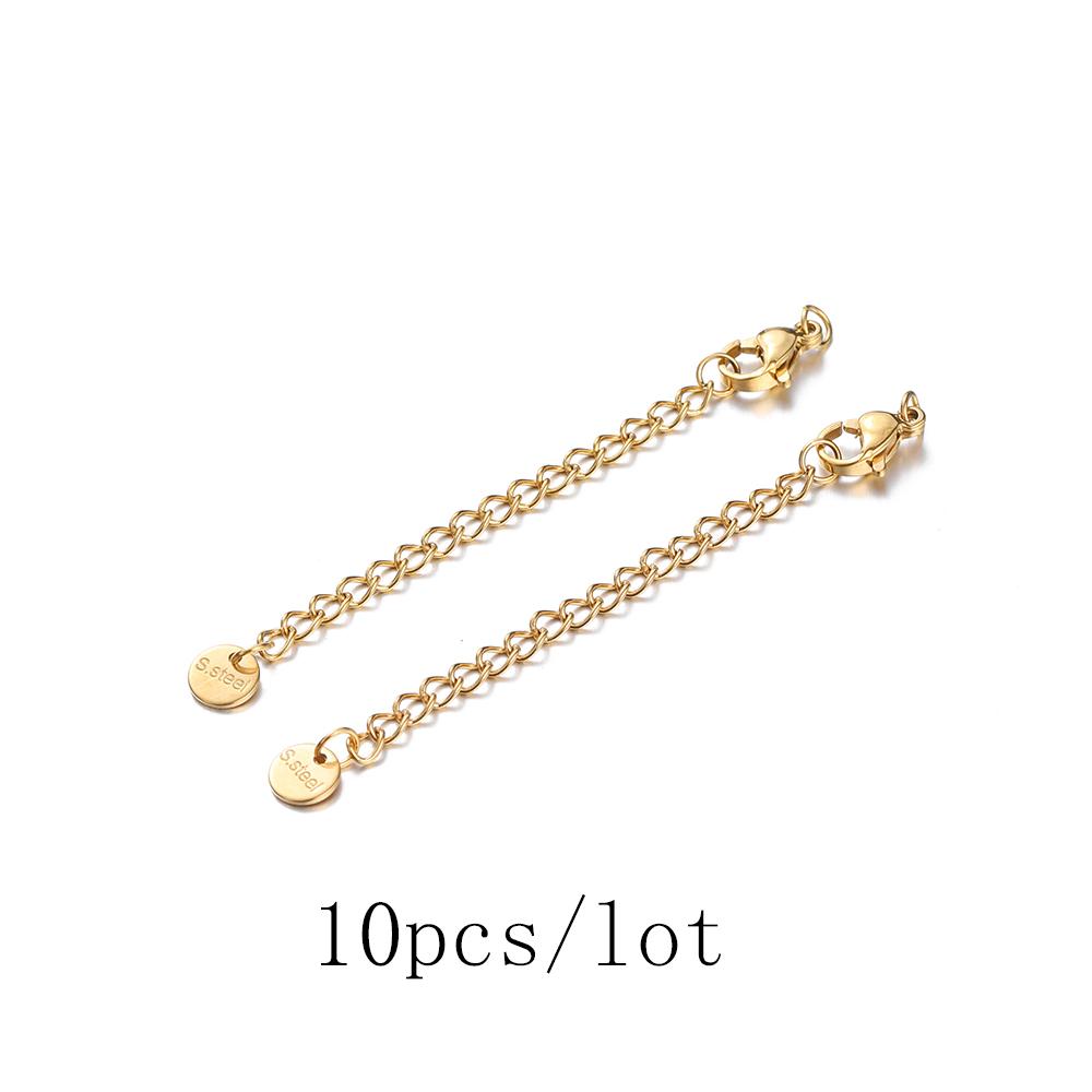 10/50pcs Stainless Steel Extension Chains with Lobster Clasps Connector Link Necklace Tail Making DIY Bracelet Accessories