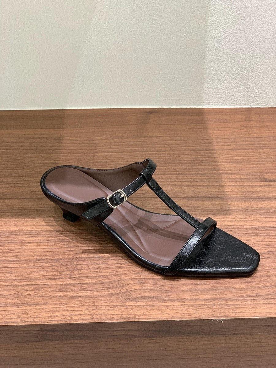 

Retro silver medium high heel French small sandals women s shoes wear 2025 new summer skirt Roman sandals 35 чёрный