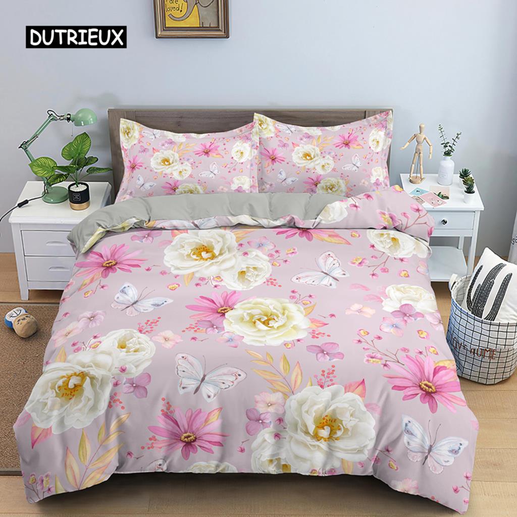 Tropical Plant Bed Linen Collection Green Leaves Quilt Cover with Zipper Closure Comforter Cover Queen Size King Dimension Full Polyester Fabric Quilt