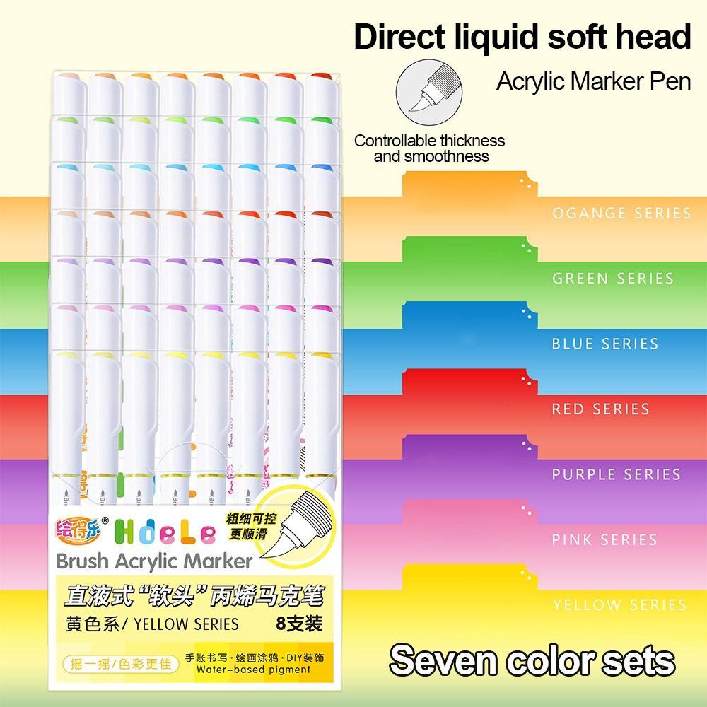 Quick-Drying Acrylic Marker Pen Softhead Art Watercolor Pen Straight Liquid Marker  Calligraphy