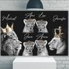 Lion Family Crown Print Canvas Painting Gallery Grade Wall Decor Posters Abstract Animal Autograph Black and White Pictures Gift