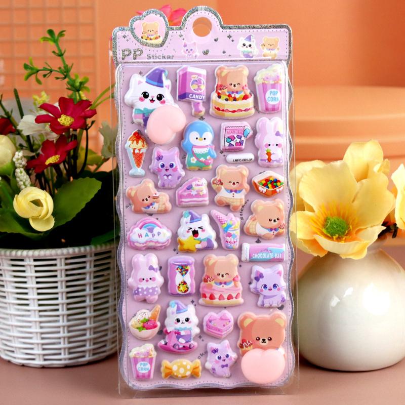 

New Cute Animals Sticker 3D Puffy Stress Relief Sticker For Phone Case Laptop Decoration