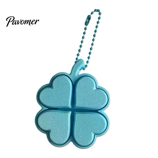 Backpack Hanging Ornament Four-Leaf Clover Clicker Keychain, 3D Printed Leaf Push Toy with Ball Accessory Chain, Stress Relief Finger Toy, Decorative