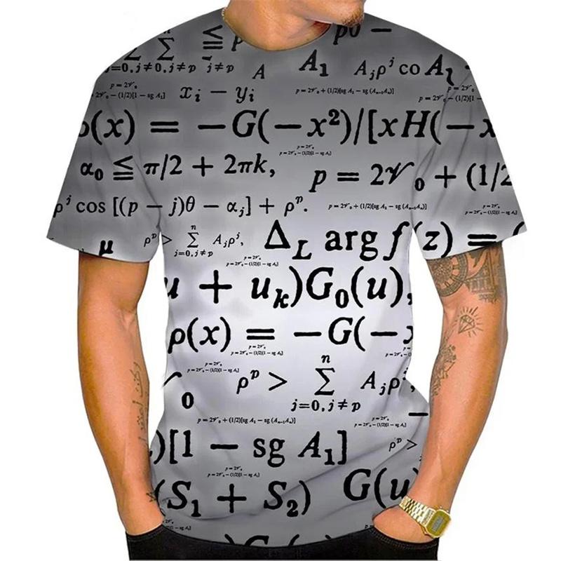 3D Printed Mathematical Formula T-Shirt For Men Equation Pattern T Shirts Summer Casual Unisex Short Sleeve Tops Round Neck Tees