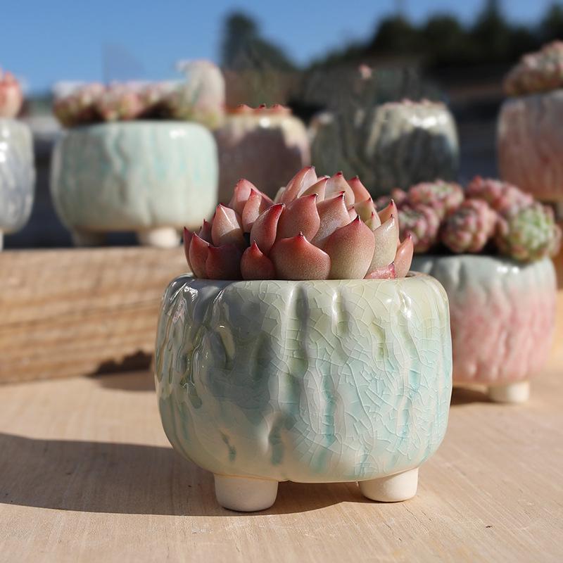 НОВЫЙ Керамический Цветочный Горшок Креативный Дизайн Ледяная Трещина Глазурь Горшок для Суккулентов Кашпо Маленький Цветочный Горшок Домашний Отель Украшение 8x6cm