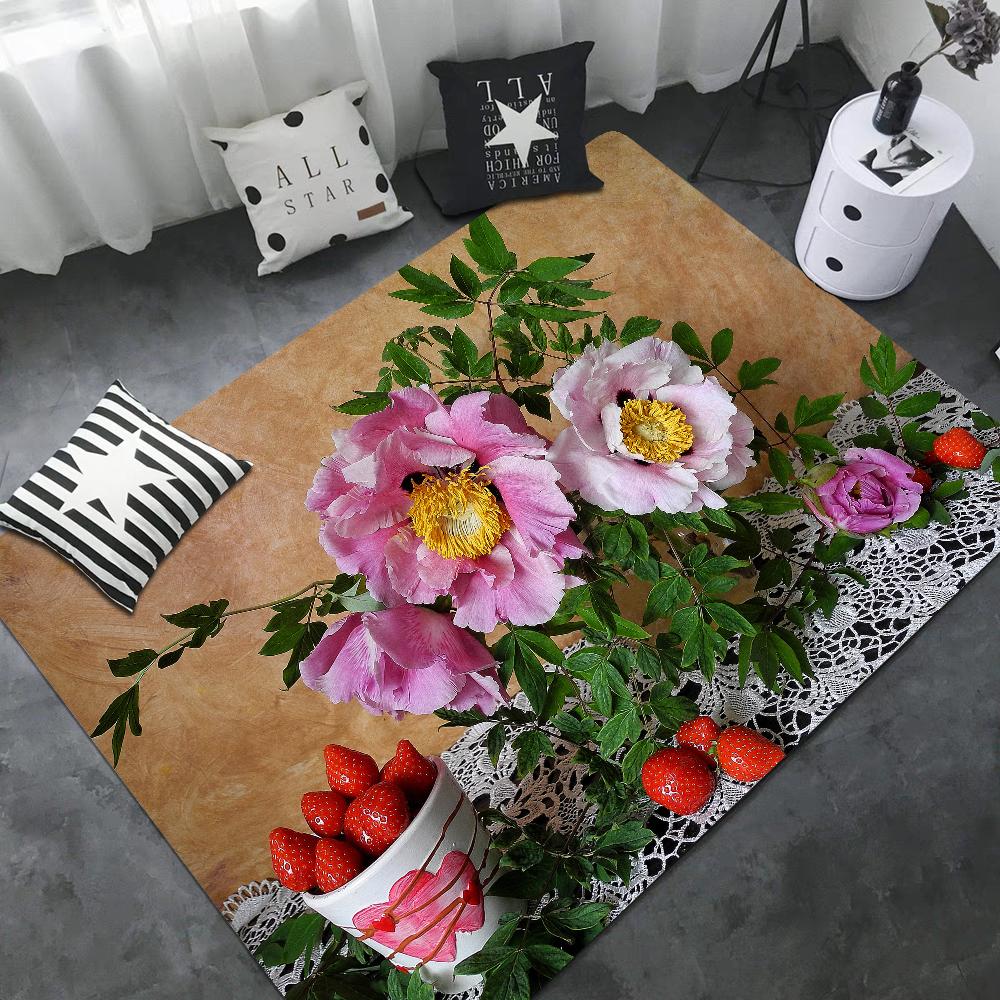 Różowo-fioletowy kwiat piwonii dywaniki pokojowe retro wielokrotny wybór dywan do salonu kuchni antypoślizgowy dywan powitalny