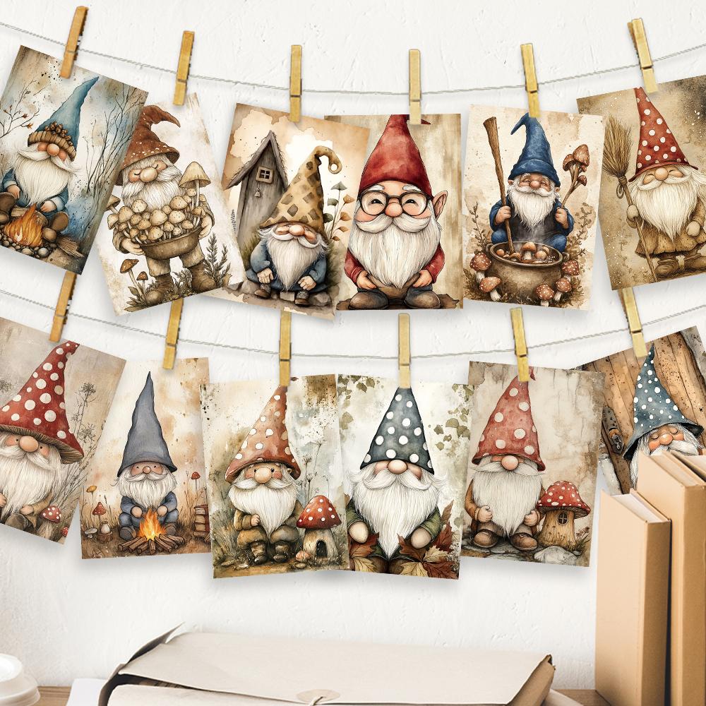 32pcs, Retro Dwarf Postcard, Christmas, Birthday/Anniversary Gift, Collectible, Suitable for Gift Giving, Can be Mailed.