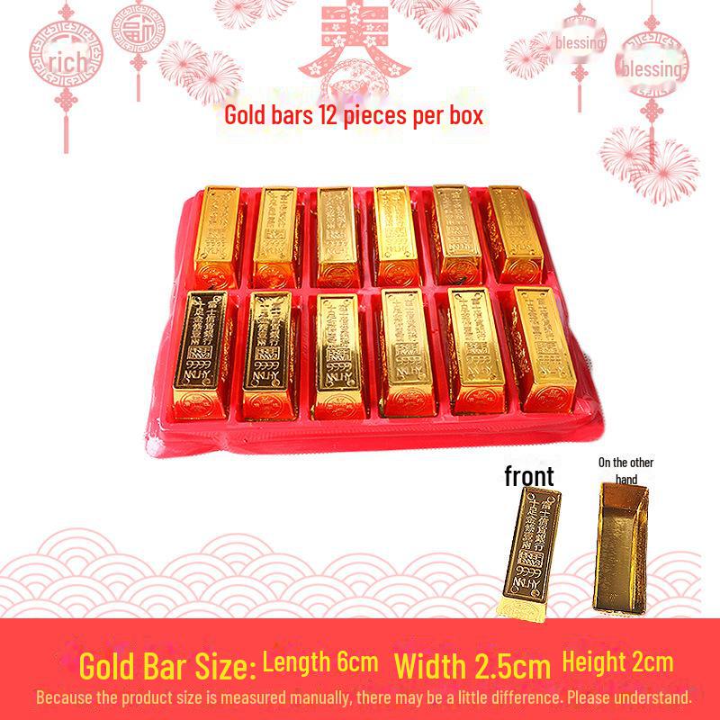 Gold Ingots Simulation & Props: New Year Candy Box, Spring Festival Décor, Wealth-Attracting Wedding Ornaments