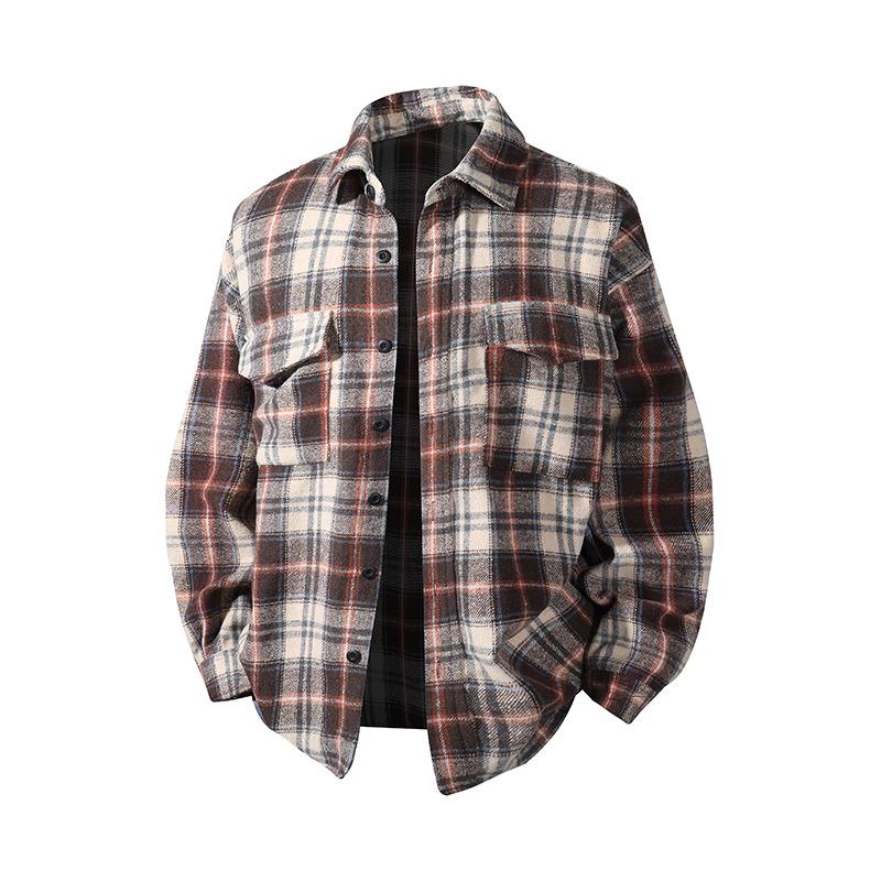 Loose Turn Down Collar Plaid Long Sleeve Casual Shirt For Men And Women