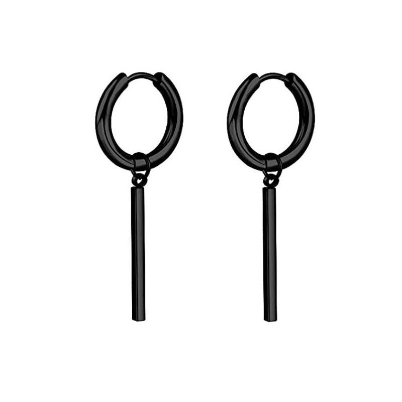 Black Series Titanium Steel Punk Style Earrings - Unisex, Korean Fashion, Unique Design
