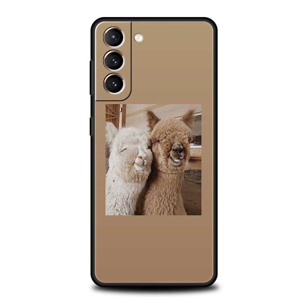 Kawaii Alpaca Lovely Phone Case For Samsung Galaxy S24 S23 S22 S20 Ultra S21 FE 5G S10 S9 Plus S10E S8 Soft Silicone Cover