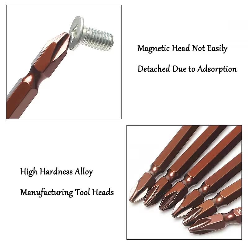 10 Piece Set 50mm-150mm Magnetic Impact Double Head Cross Screw Drill Bit Set Handheld Double Ended Screwdriver Bit