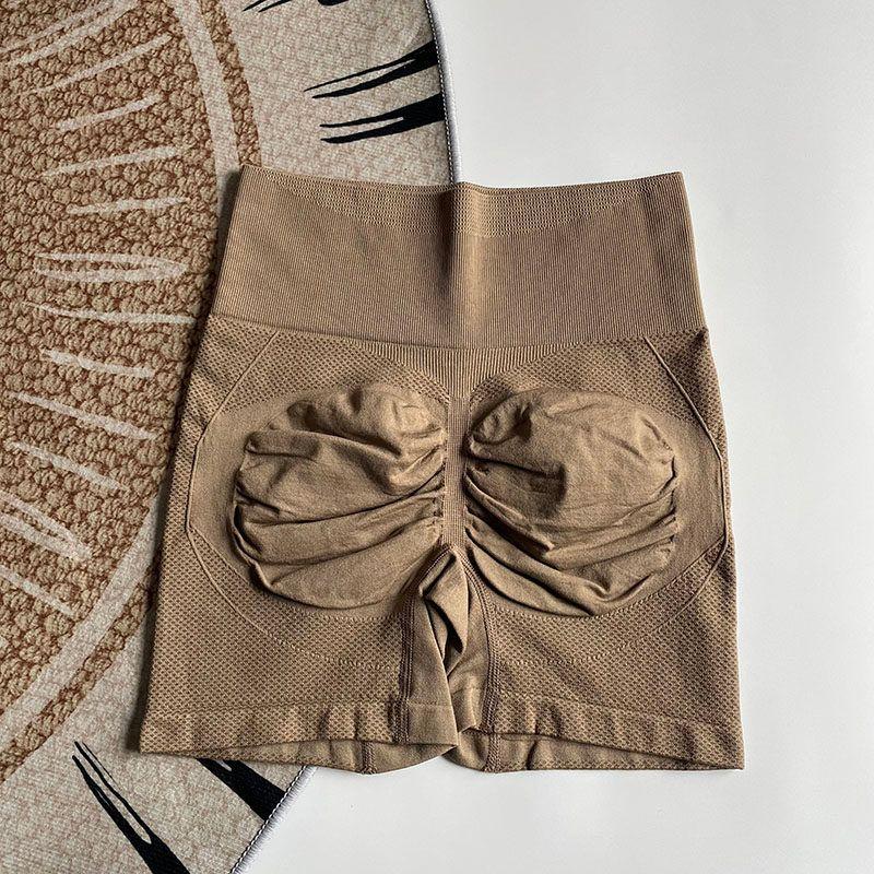High-Waisted Butt-Lifting Fitness Shorts, Quick-Dry Yoga Shorts, High-Elastic Weightlifting Shorts, Morning Running Shorts, Butt-Enhancing Shorts Brown L/XL