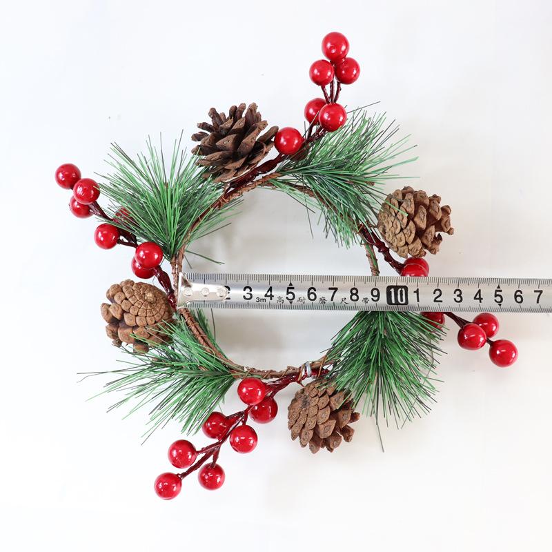 Simulation Decoration Christmas Wreath True and False Pine Cones Creative Home Candle Ring Ornaments Decorative Wreath