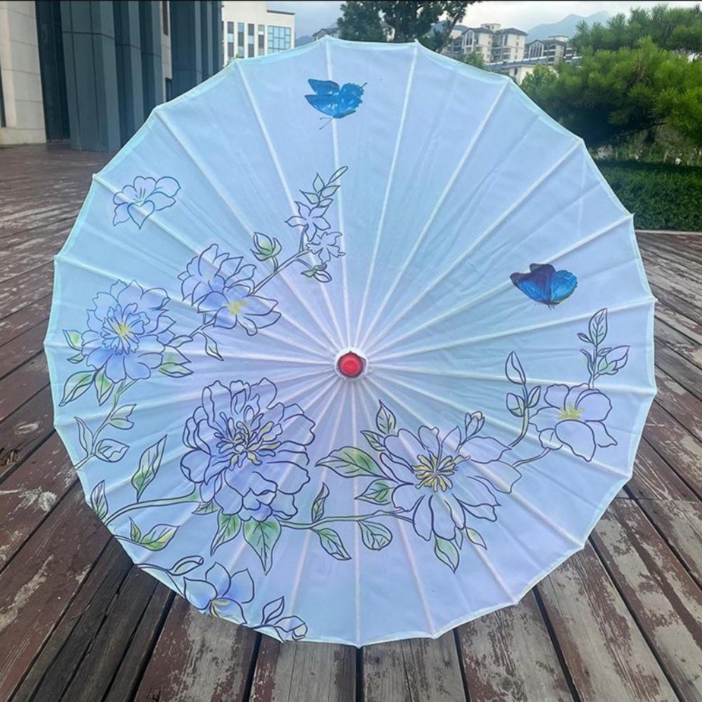 Silk Cloth Umbrella Fan 56cm Cosplay Hanfu Oil Paper Umbrella Dance Performance