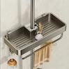 Punch-free Bathroom Shower Rack Single-layer Shower Rack with Rod Grey