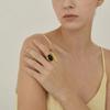 Badu French Vintage Irregular Crystal Open Ring Minimalist Black Gemstone Stackable Ring Geometric Pattern Fashion Jewelry