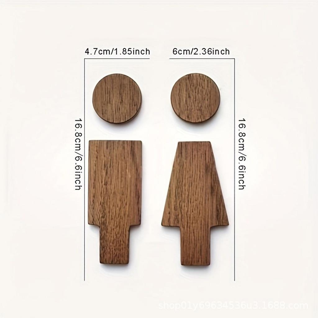 Men and Women Wood Toilet Sign Set for Home Office Restaurant Decors Bathroom Door Signs Restroom Signage Wall Decors