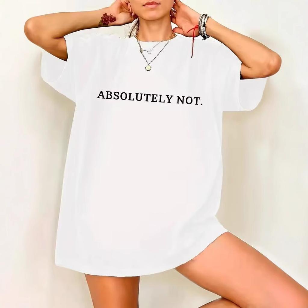 Classic Summer Crewneck T-shirt for Women - Short Sleeve Top with Letter Printed