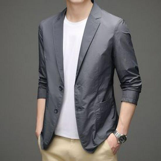 Men's Slim Fit Spring/Autumn Knit Cardigan with Pockets - Solid Color Korean Style Outerwear
