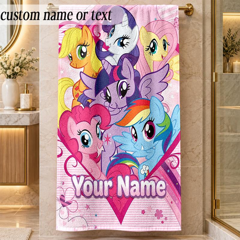 Beach TowelMy Little Pony Custom Name Text Personalized Soft Towel for Beach Pool Indoor Home Decor Gift