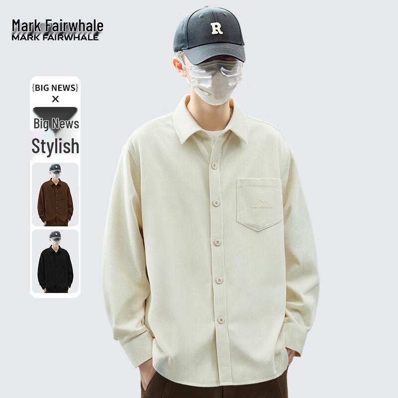 Mark Fairwhale Men s Retro Corduroy Long Sleeve Shirt 4XL