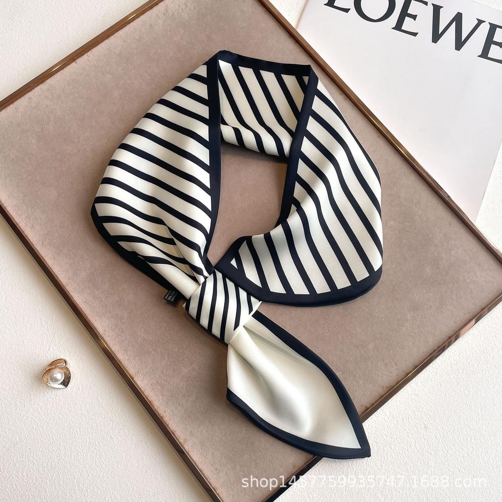 2025 Neckerchief Female Luxury Square Scarf for Women Silk Shawl Satin Hijab Fashion Wraps Hair Bands Ribbon Headband Bandana