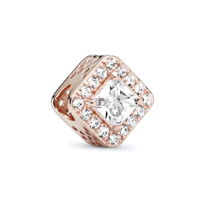 Pandora Square gemstone dazzling halo charm rose gold