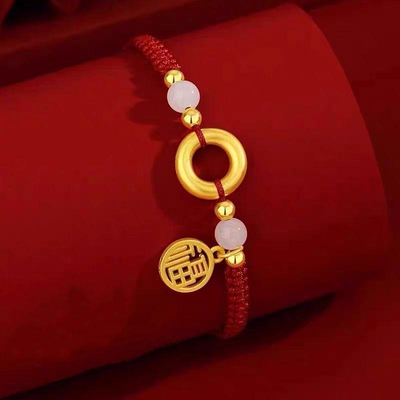 

Аллювиальное золото Пряжка Мира Благословение Карта Браслет Счастливая Красная Веревка Плетеный Шнурок для Ношения Мужской и Женский Парный Браслет для Студентов Ping An buckle + Cut Out lucky [bracelet]]