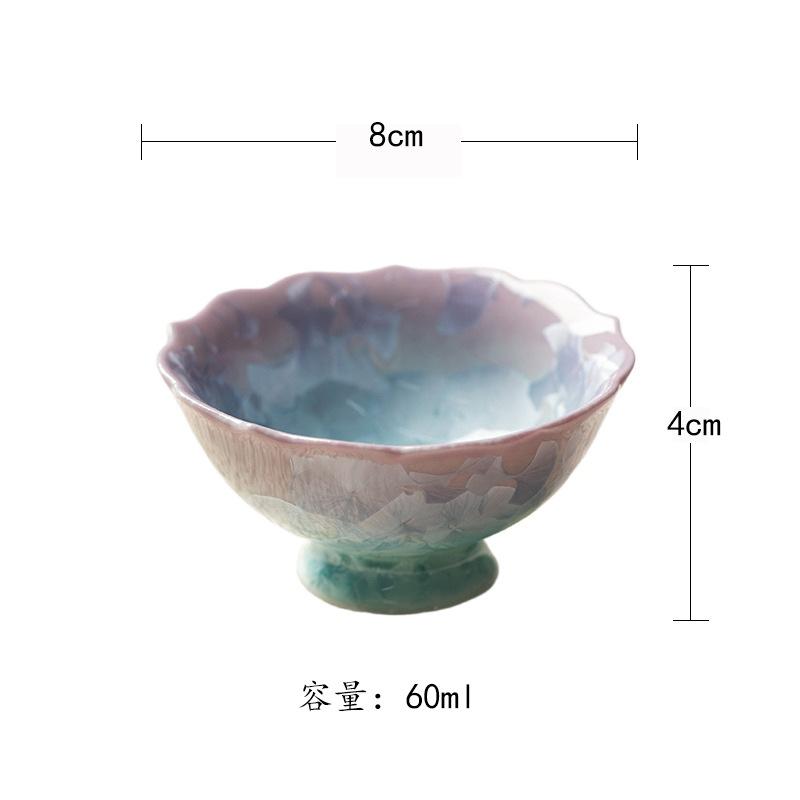 

60ml Crystal Glaze Teacup Handmade Tea Bowl Tea Pair Tea-tasting Smelling Cup Jianzhan Master Cups Tea Services Supplies Craft As Your Choose