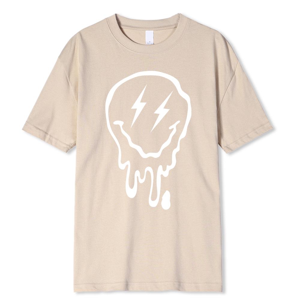 

Футболка с принтом «Таяющее счастливое лицо», мужская дышащая повседневная свободная футболка большого размера из хлопка с круглым вырезом, хлопковая одежда 3XL