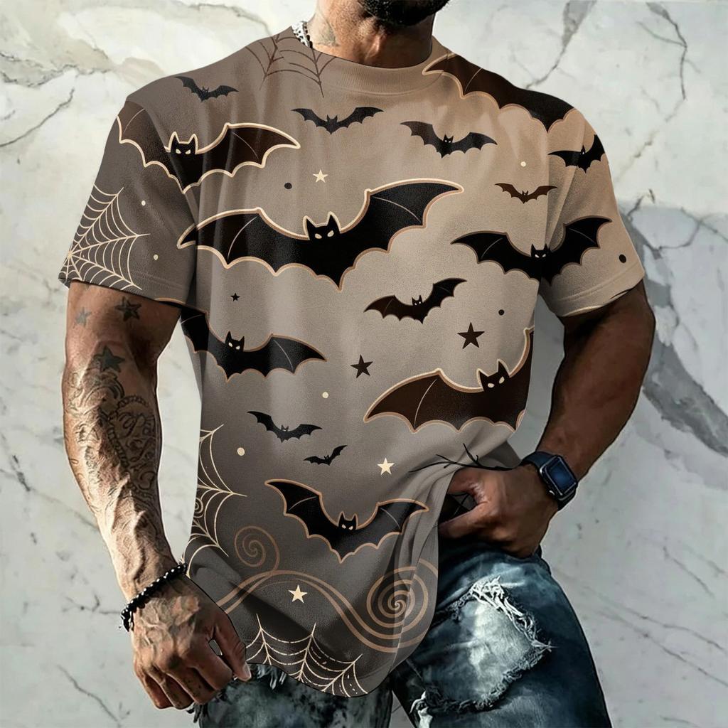 Men's Halloween Vintage Short Sleeve T Shirt Loose Breathable Summer Sports Streetwear Casual Everyday Top with Graphic Print
