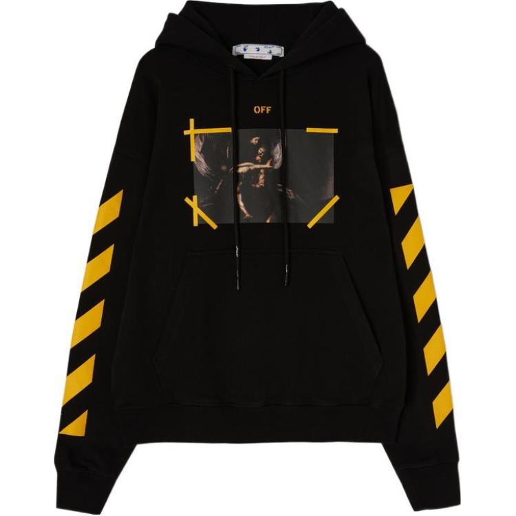 Off-White Caravaggio Printed Hoodie Black/White Men Tops OMBB085C99FLE0081001