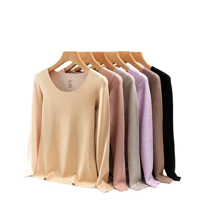 Women's Wool Silk Thermal Seamless Base Layer Top with Velvet Lining