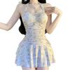 Cute girl floral pure desire skirt swimsuit small breasts gather conservative meat cover thin sweet sister swimsuit women's hot spring