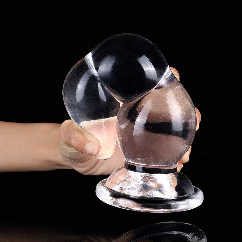 Transparenter Analplug für Frauen, Masturbator mit Zugperle, Sexspielzeug für Erwachsene, Fisting, großer Dildo, Fisting, Gay Butt Plug, 18+, BDSM, TPE