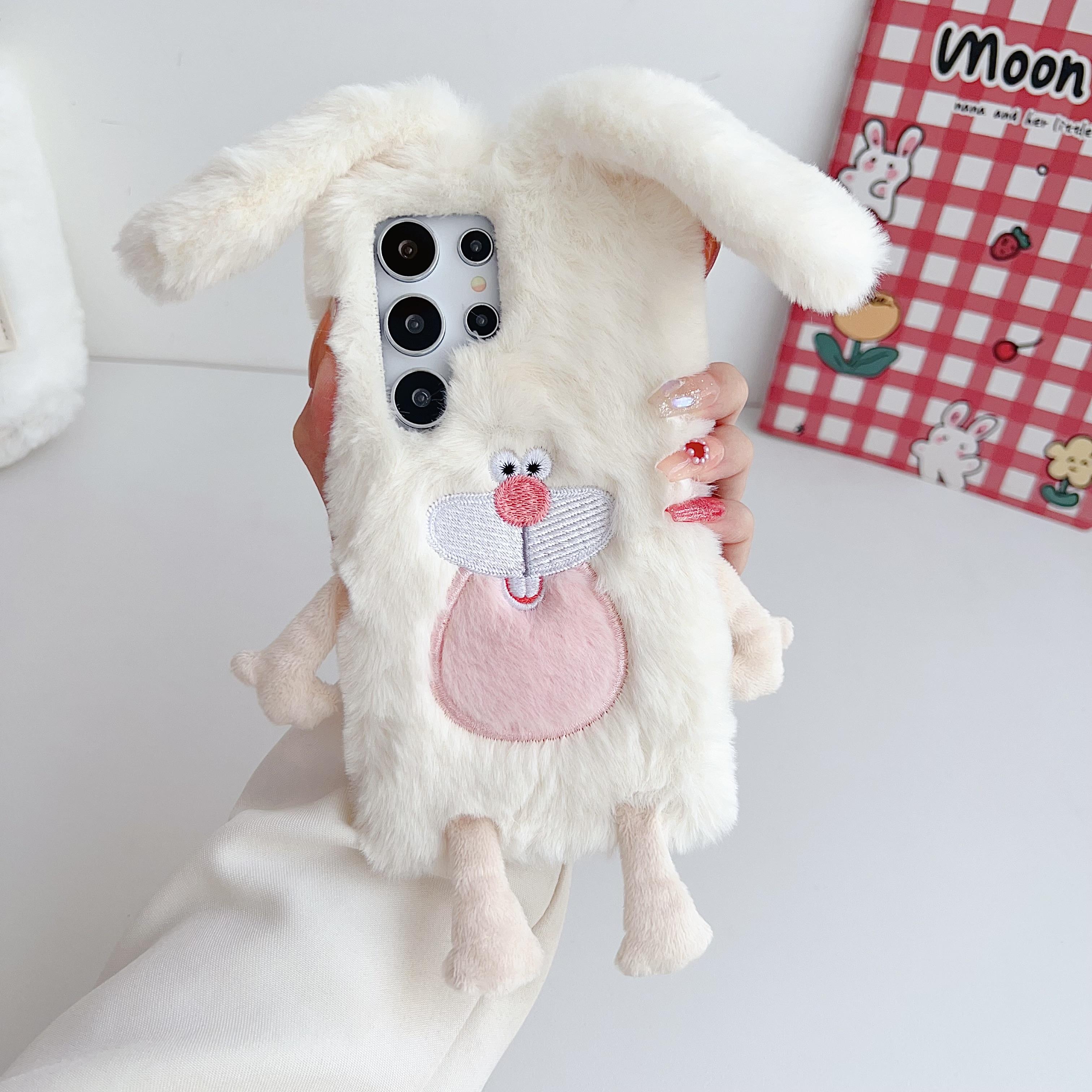 

3D мультяшный плюшевый чехол с изображением кролика-кролика для Samsung Galaxy S20 S21 S22 S23 S24 Ultra Plus, защитный силиконовый чехол для защиты от падений for GalaxyS23Ultra(6.8 )