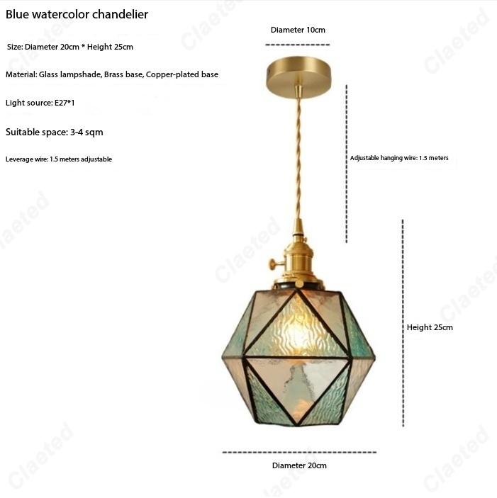 

Retro Minimalist Japanese LED Glass Chandelier Bar Restaurant Living Room Bedroom Bedside Decorative Lighting No light source